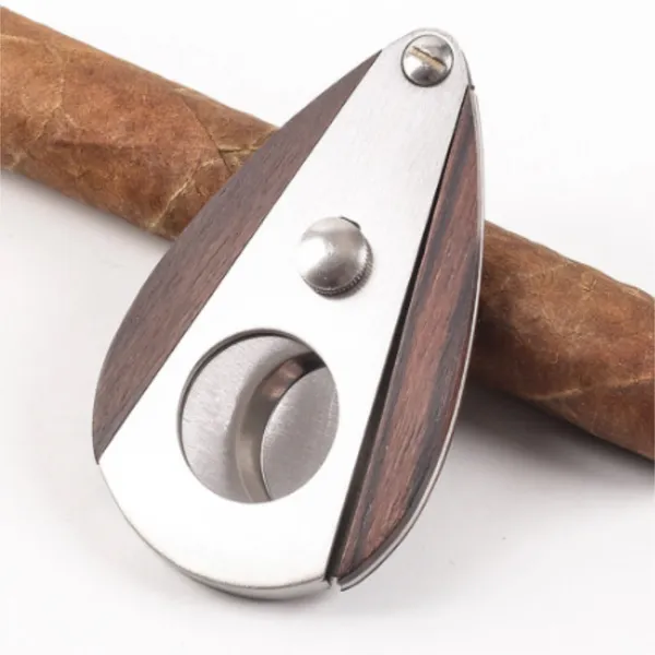 Coupe-cigare en bois et acier inoxydable, accessoires pour cigares, ciseaux coupés en éventail, coffret cadeau pour fumer, accessoires, outils, pinces coupe-cigare