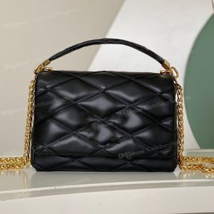 Nuevo bolso de hombro con cadena GO-14 de calidad superior, bolso elegante de piel de cordero de diseñador de lujo, bolso cruzado con cierre giratorio y Hardware dorado para mujer, primavera 2024