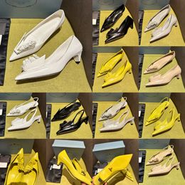 Nouvelles pompes d'origami de qualité supérieure fleur Fleur à talon Low Talon Slingbacks Polied Le cuir pointu à bout de balle chaussures à plat