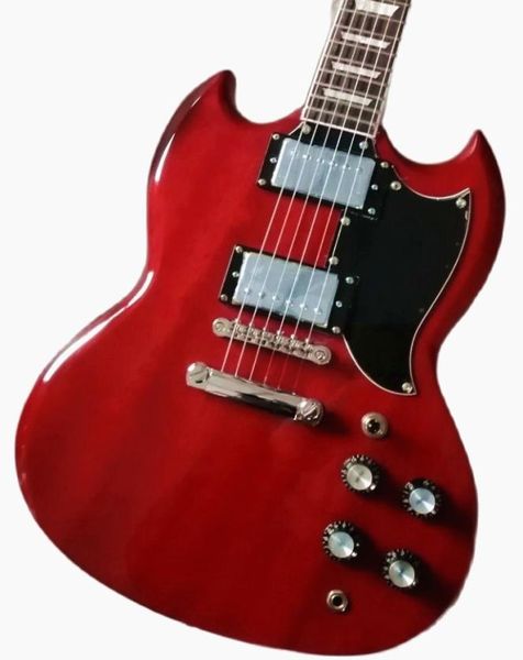 Nueva guitarra eléctrica SG de alta calidad FDSG4007 Vino Color rojo Cuerpo sólido Cuerpo de perlas Delegráfico Hardware de cromo2934917