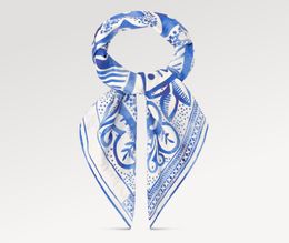 Nieuwe top zijden sjaal designer sjaals luxe merk satijnen sauare hoofddoek stola hoofdband vierkante bandeaus ring zomer wrap sik zakdoek afdrukken blauw M78978 2801