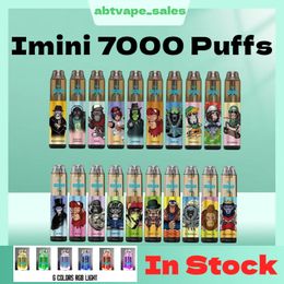 Nouveau Tornado Imini 7000puffs 850mAh Dispositif jetable de batterie 15 ml Pods Reffué Vaporisateur Portable Dispositif de vapeur E Kits de cigare