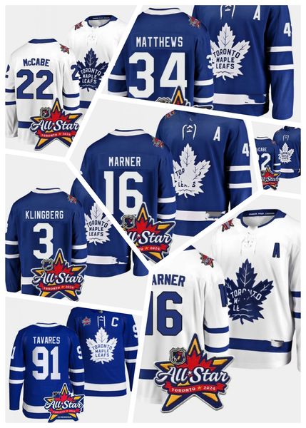 Nouveau maillot d'étoiles de Toronto 2024 Auston Matthews Mitch Marner John Tavares William Nylander Ryan Reaves Matt Murray Morgan Rielly John Klingberg