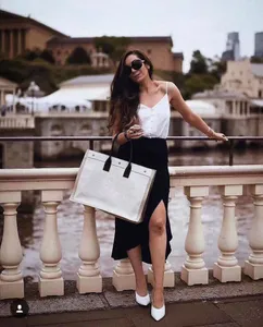 Nieuwe Tote Bag Luxe Designer Handtas Grote capaciteit Dames boodschappentas Mode Splice Canvas Beach Bag Borduurde linkerbanktas