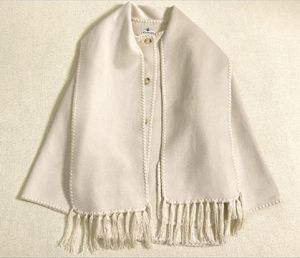 Nieuwe totem-e sjaal met enkele rij knopen, wollen jas, kleur beige