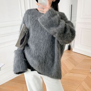 Nouveau toteme gris pull ample en laine d'alpaga Pull en peluche pour femme