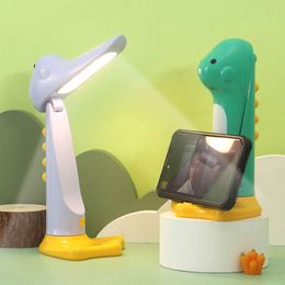 Nuevo Interruptor táctil, bonito dinosaurio LED de noche para niños, regalo para niños, lámpara de mesa para dormitorio, luz de temporizador recargable por USB para dormir