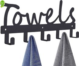 Nouveau porte-serviettes crochet mural porte-serviettes noir métal étanche porte-serviettes pour salle de bain suspendus serviettes peignoir vêtements