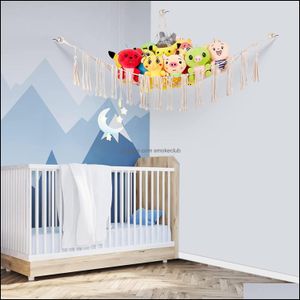 Nieuwe Speelgoed Opknoping Hangmat Organizer Opslag Net Baby Pluche Speelgoed Mesh Slaapkamer Tidy Nail-Triangle Wand-Mounted Bag Drop Levering 2021 Andere Hom