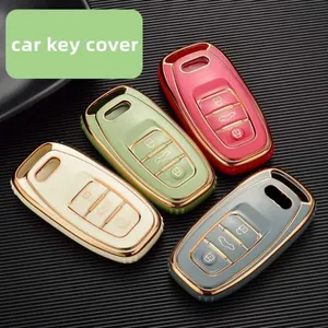 TPU 6D chapado coche remoto inteligente funda para llave para Audi A1 A3 A4 A5 A6 A7 A8 Quattro Q3 Q5 Q7 Auto Protector titular Accesorios