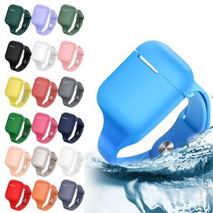 Hoofdtelefoonaccessoires TPU Zachte siliconen oortelefoonhoesjes voor AirPods 1 2 Horlogeband sport hardloophoes Schokbestendige beschermhoezen