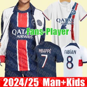 Nieuw 2024 2025 thuis weg Mbappe Voetbalshirts Kindertenue Spelerversie Training Pre Match Maglia Paris Voetbalshirt HAKIMI FABIAN VITINHA O DEMBELE Voetbalshirt