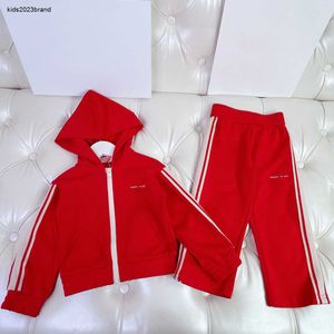 nieuwe Trainingspakken voor jongen en meisje comfort rode baby jas set kinderen Maat 110-160 CM Zip Capuchon en casual broek Oct15