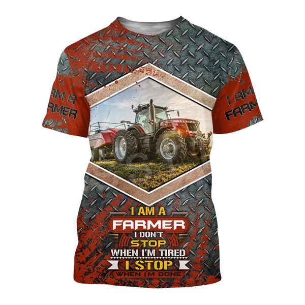 Nouveau tracteur T-shirt Men Car 3D Print T-shirt fermier t-shirts pour hommes courts à manches décontractées surdimension