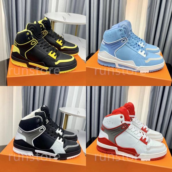 Nouveau formateur baskets hommes chaussures hautes chaussures de plate-forme luxe en cuir logo en relief formateur noir jaune rouge chaussures designer femmes baskets décontractées