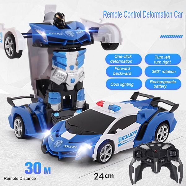 Nouvelle transformation RC Robot Car Télécommande Voiture 2 en 1 Déformation Robots Modèles Jouets pour enfants Bébé Noël Cadeau de Noël 201202