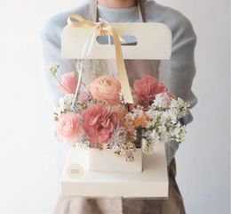 Nouveau sac d'emballage de fleurs Transparent, emballage cadeau avec poignée, boîtes en papier pour Bouquet de mariage, saint-valentin, 6707163