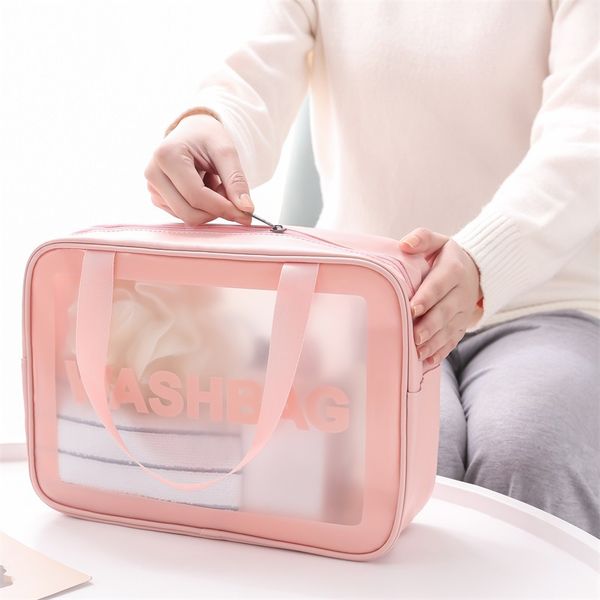 Nouveau sac de cosmétique transparent Sac de toilette PVC Sac de toilette Sac de bain Sac de plage Internet Internet Pu Frosted Sac