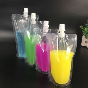 Transparent drink bag Plastic Beverage Bags Drink Packaging Bag Pouch With Lid Milk Water Bottles Drinking Fruit Juice bag T2I5291