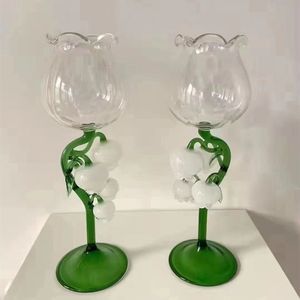 Nieuwe transparante glazen bel orchidee wijnglazen hoogwaardige retro goblet glazen cadeau