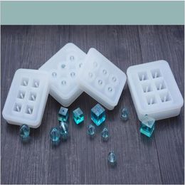 Moule à perles en Silicone rectangulaire Transparent, boule carrée, 6 trous, moules en résine pour bijoux à bricoler soi-même, 291e