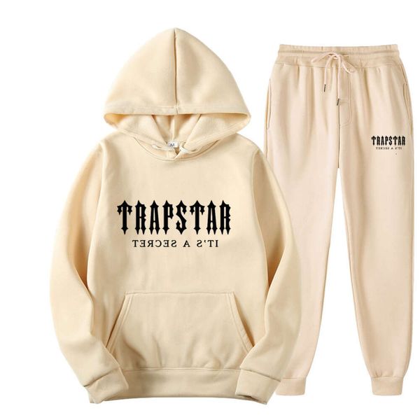 Nouvelle lettre de trapstar imprimé hommes et femmes Sportswear Fleece deux pièces à capuche à capuche décontractée lâche