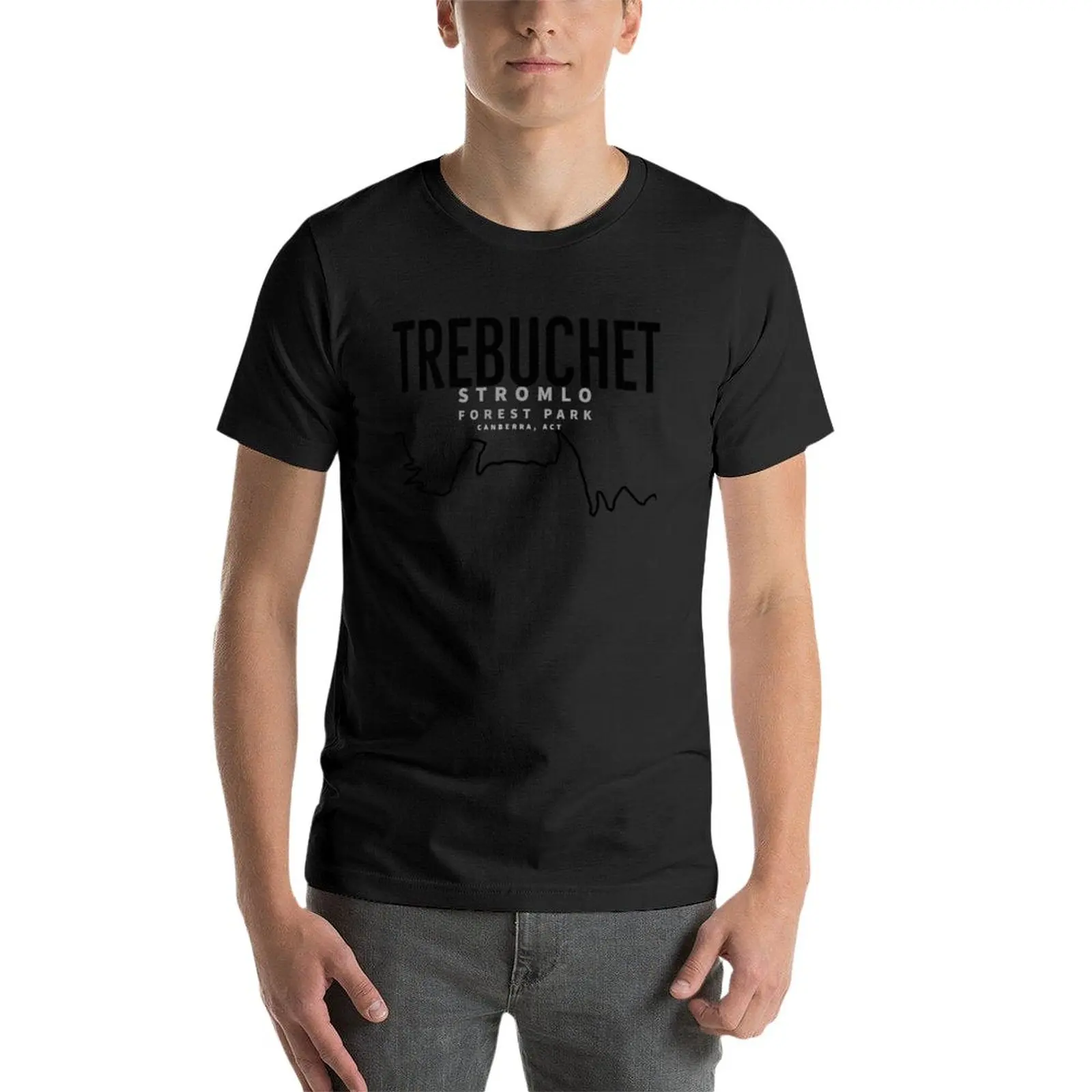 New Trebuchet, Stromlo Forest Park, Canberra, Act, Australia- Black Line 티셔츠 블라우스 남성 T 셔츠