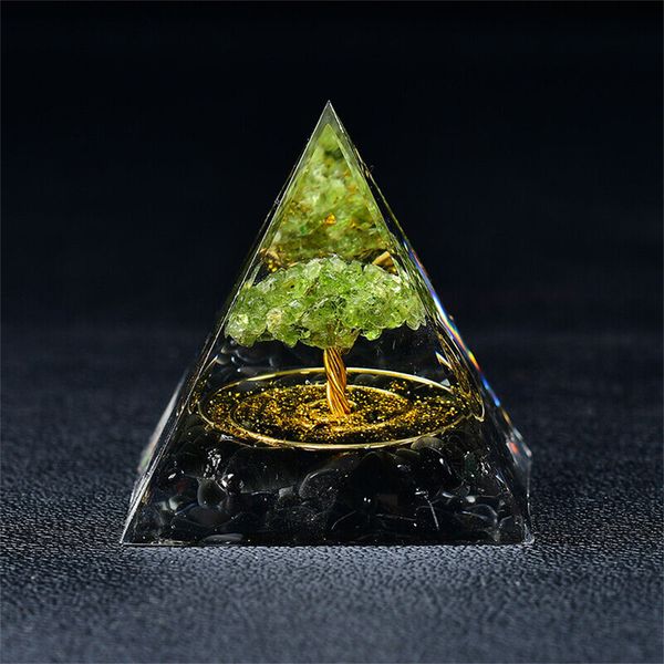 Nouveau arbre de vie Obsidien Orgone Pyramide Protection EMF Quartz Reiki Meditation