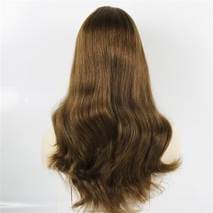 Nueva tendencia 100% cutícula europea alineada cabello humano virgen pelucas judías parte superior de seda marrón claro para mujer blanca entrega rápida y urgente