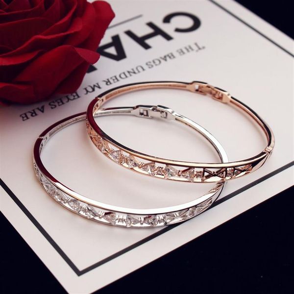 Nouvelle tendance bracelet femme plaqué or 18 carats avec nœud en zircon or rose imitation or blanc bracelet délicat bicolore tempérament de luxe263m