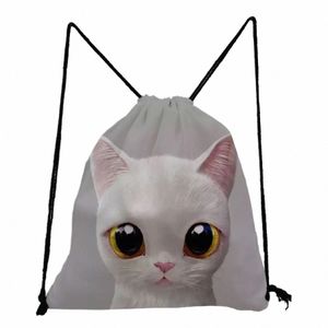 Nouvelle tendance 3D Black Cats Imprimer Kawaii Sacs à dos pour les étudiants Casual Voyage Femmes Book Bag Haute Qualité Portable Cordon Poche Z0T6 #