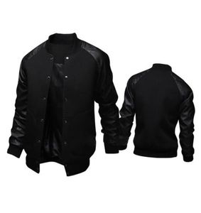 New Trend Black College Baseball Jacket MenBoy Veste Homme Casual Pu Leather Sleeve Heren Sweatshirt Varsity Jackets For Fall3533566
