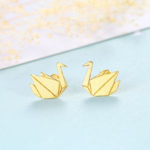 Nouvelle tendance bénédictions papier grue s925 boucles d'oreilles en argent mode femmes brossé boucles d'oreilles japonaises pour les femmes fête de mariage saint valentin cadeau de noël SPC