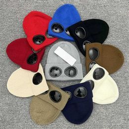 Gorro de calavera de diseñador de nueva tendencia, gafas con lentes dobles, gorro pequeño, gorro de punto para hombre, gorro de invierno para exteriores, gorro negro y gris. Cuadragésimo