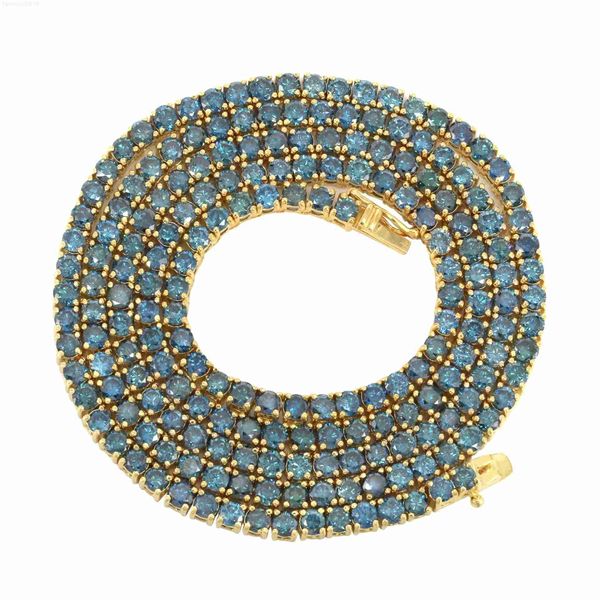 Nouvelle Tendance Fine Jewelry Iced Out Bleu Coloré Vvs Moissanite Diamond Cluster Chaîne De Tennis 14k Or Tennis Collier pour Femmes Hommes