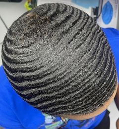 Nouvelle tendance pleine dentelle indienne humaine vierge cheveux toupet attaché à la main # 1b 6mm afro vague perruques masculines pour homme noir en Amérique rapide express