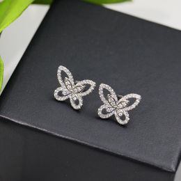 Joyería de nueva tendencia, pendientes de mariposa súper inmortales con temperamento de versión coreana con pendientes de mujer de circón de microdiamante