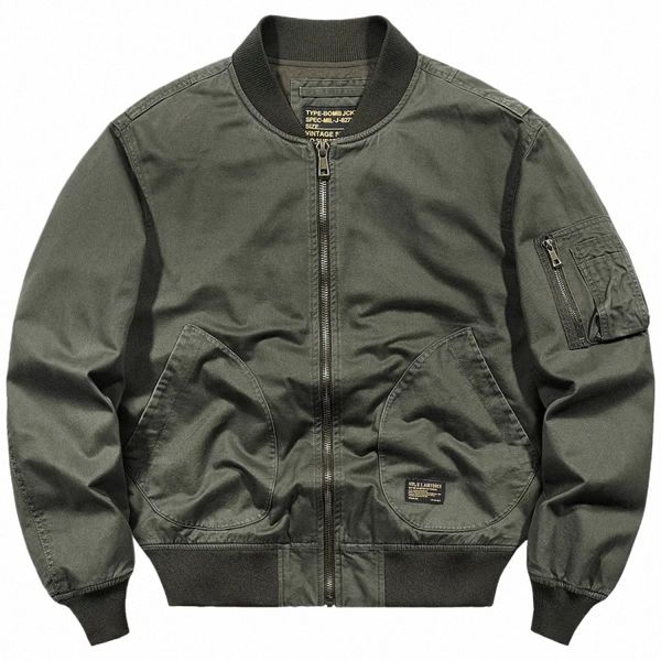 Nouvelle tendance Hommes Aviator Veste Zipper Pure Cott Safari Style Veste Manteau American Retro Baseball Jacket Hommes Vêtements de moto K06o #
