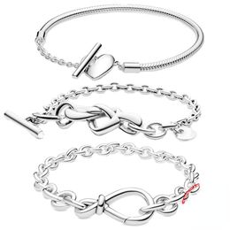 Nouvelle tendance 925 bracelet à breloques en argent sterling noué coeur t bracelet pour pandora européenne femmes bijoux bracelet accessoires de mode