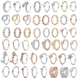 Nouveau à la mode 925 en argent Sterling coeur couronne forme femmes anneaux Original Pandora anneaux bijoux de mariage accessoires de mode