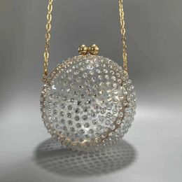 Nouveau sac de diamant à main en acrylique à la mode, sac de banquet de mariage de plage de vacances de balle ronde, sac à bandoulière unique 240203