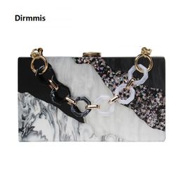 Nieuwe trendy tassen mode vrouwen handtassen zwart wit sequin gestreepte acryl luxe partij avond tas vrouw casual box clutch beurs