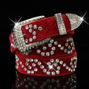 Nouvelle tendance de la mode de luxe de la mode Belt super scintillant diamant zircon fleur fourrure femme déclaration en cuir ceinture 110cm 3 6 pi 16 modèles 2528