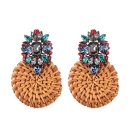 Nouveau créateur de mode de luxe à la mode exagéré beau diamant coloré cristal bambou tressé boucles d'oreilles bijoux pour femme 10 couleurs