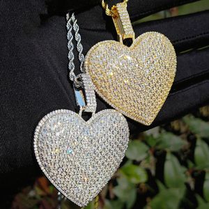 Nueva moda chapado en oro lleno de joyas T CZ piedra cúbica corazón colgante collar para hombres mujeres moda Bar DJ Hip Hop joyería
