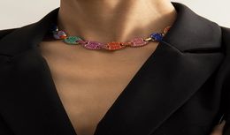 Nouveau tendance ins coloré plein diamant zircone strass joli collier papillon 3d mode femme déclaration collier ras du cou or2868637