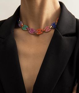 Nieuwe trendy ins kleurrijke volle diamant zirkonia strass Rhinestone mooie 3d vlinder ketting mode vrouw statement choker ketting goud9255137