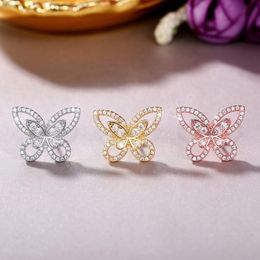 Nueva moda coreana, pendientes con pasador de mariposa e insectos, diamantes de imitación para mujer, joyería para fiesta de cumpleaños, regalo para niñas en 3 colores