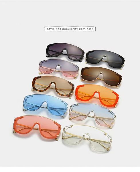 Nouvelles lunettes de soleil à grande monture à la mode, une pièce, photos de rue, lunettes ultra larges, personnalisées, modernes et branchées, célèbres sur Internet