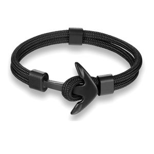 Bracelets à breloques ancre noire tendance Punk pour hommes, fait à la main, chaîne en corde multicouche, Bracelet en cuir, main marine, bijoux Vintage de survie porte-bonheur